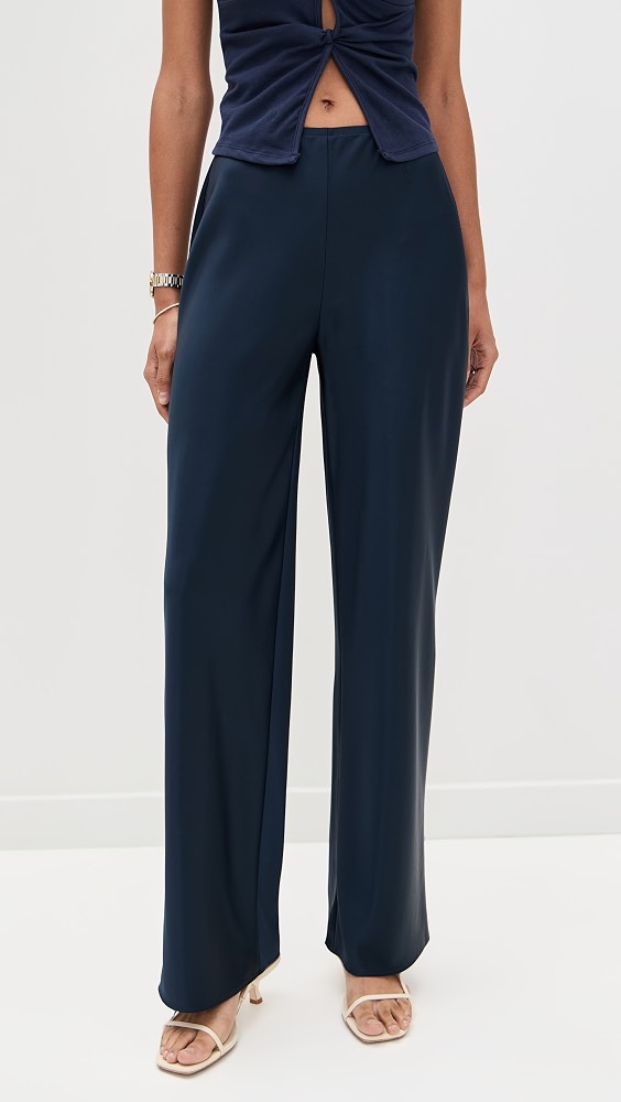 Gale Satin Mid Rise Bias Pants - Midnight