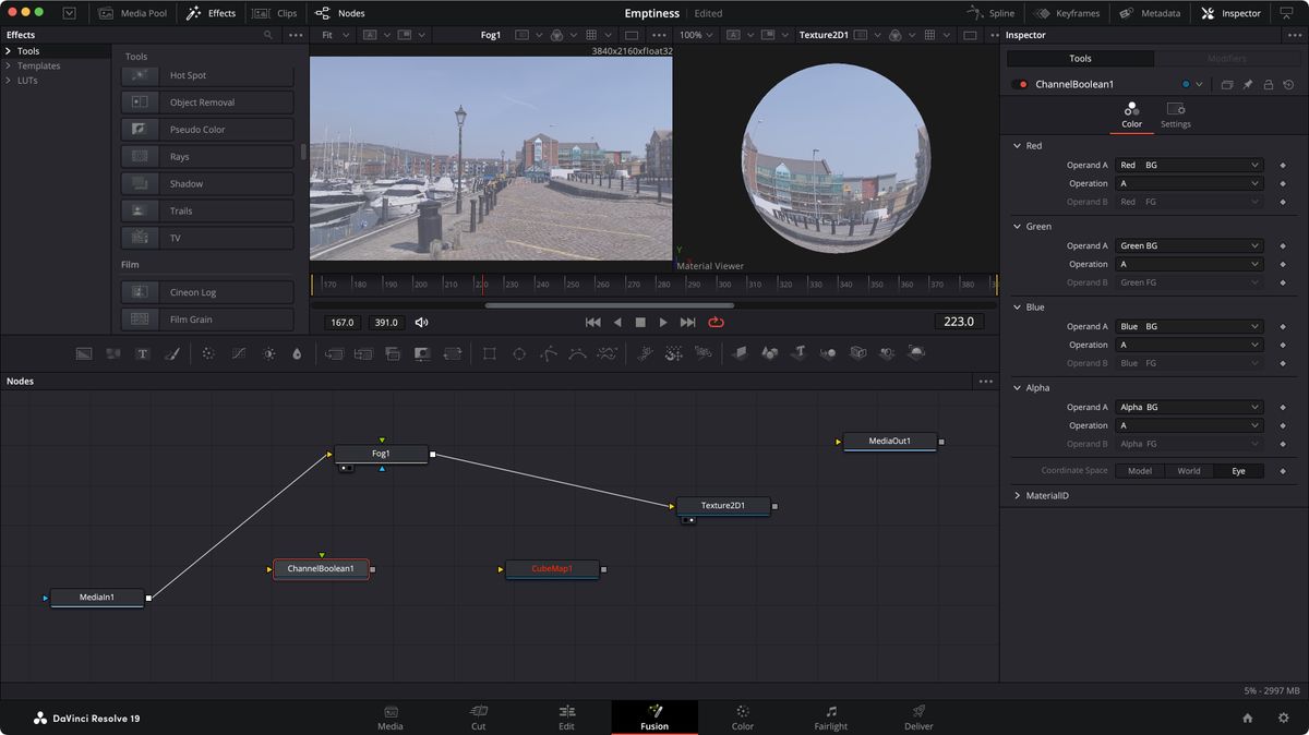 Screenshot of the DaVince Resolve 19 Interface