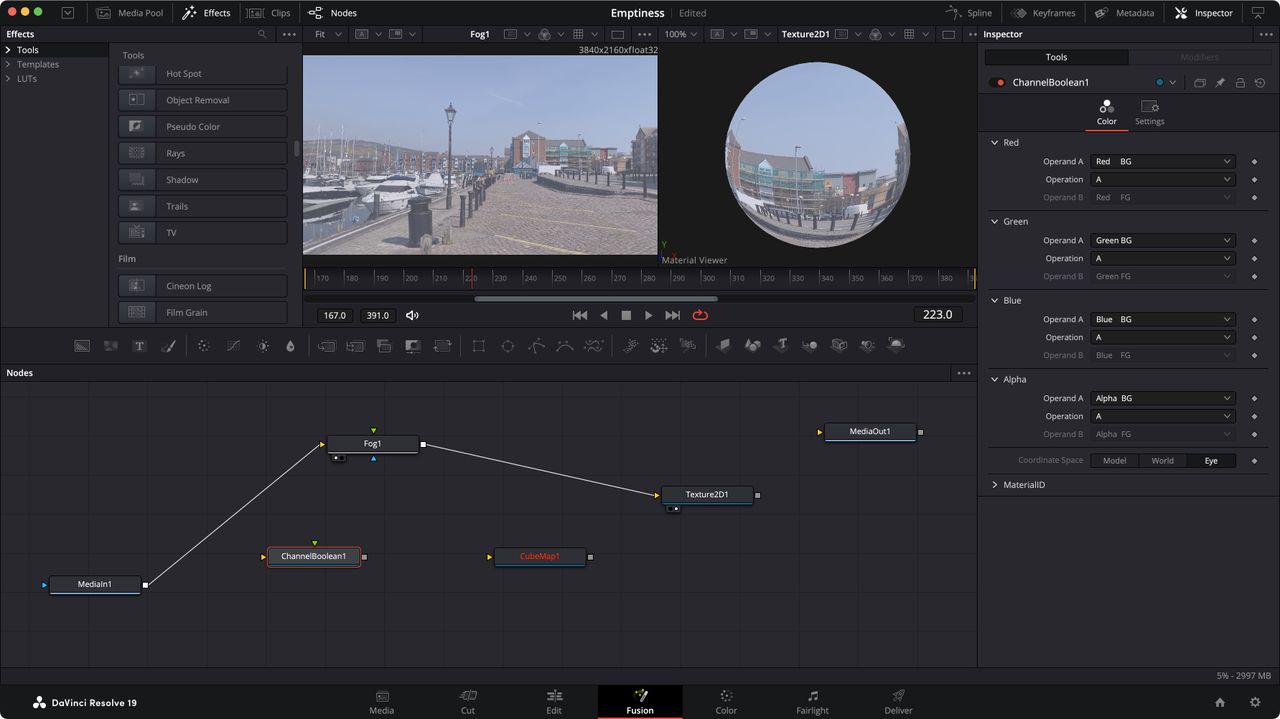 Screenshot of the DaVince Resolve 19 Interface