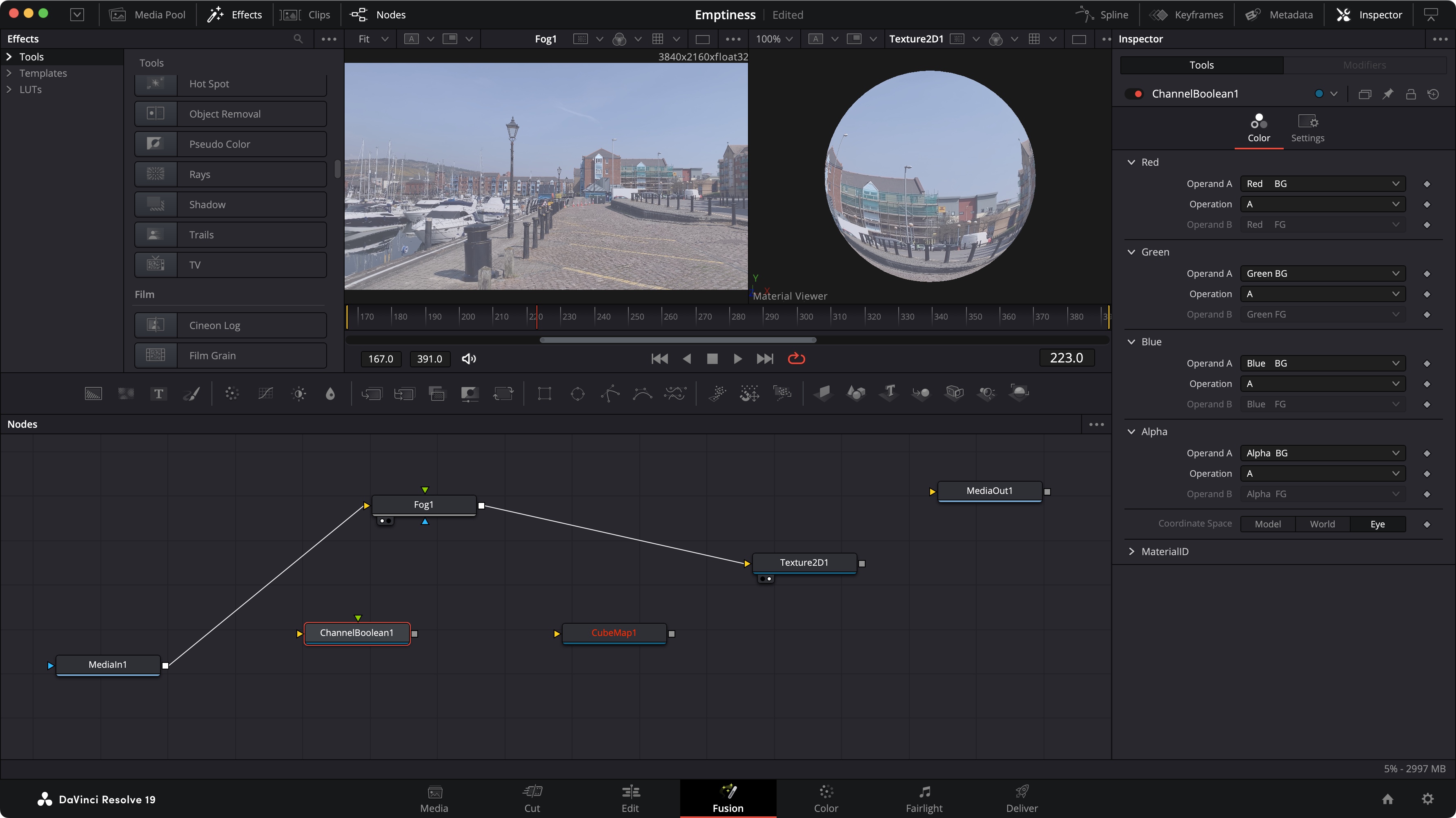 Screenshot of the DaVince Resolve 19 Interface