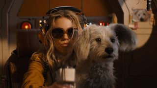 Milly Alcock as Kara Zor-El with Krypto in Supergirl
