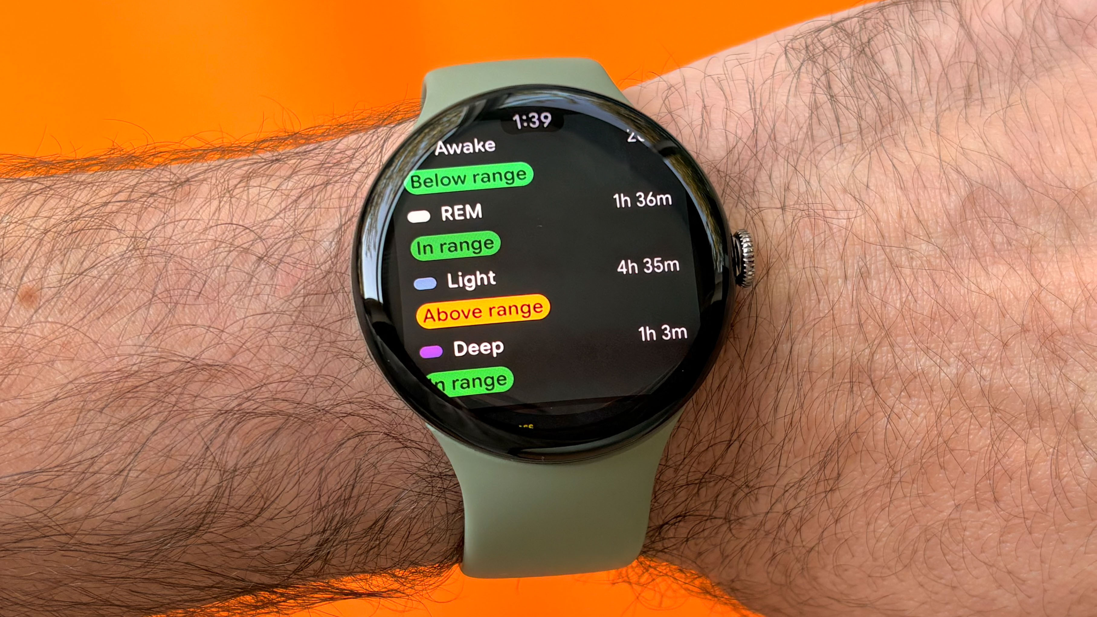 Close-up of the Pixel Watch 5 in 45mm on a user's wrist