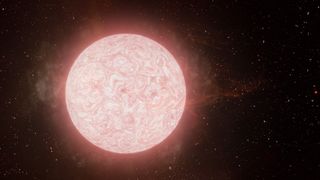An artist's depiction of a red supergiant star within the last year before it explodes.