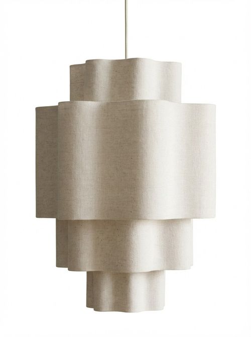 Fabric-Covered Pendant Light in Light Beige