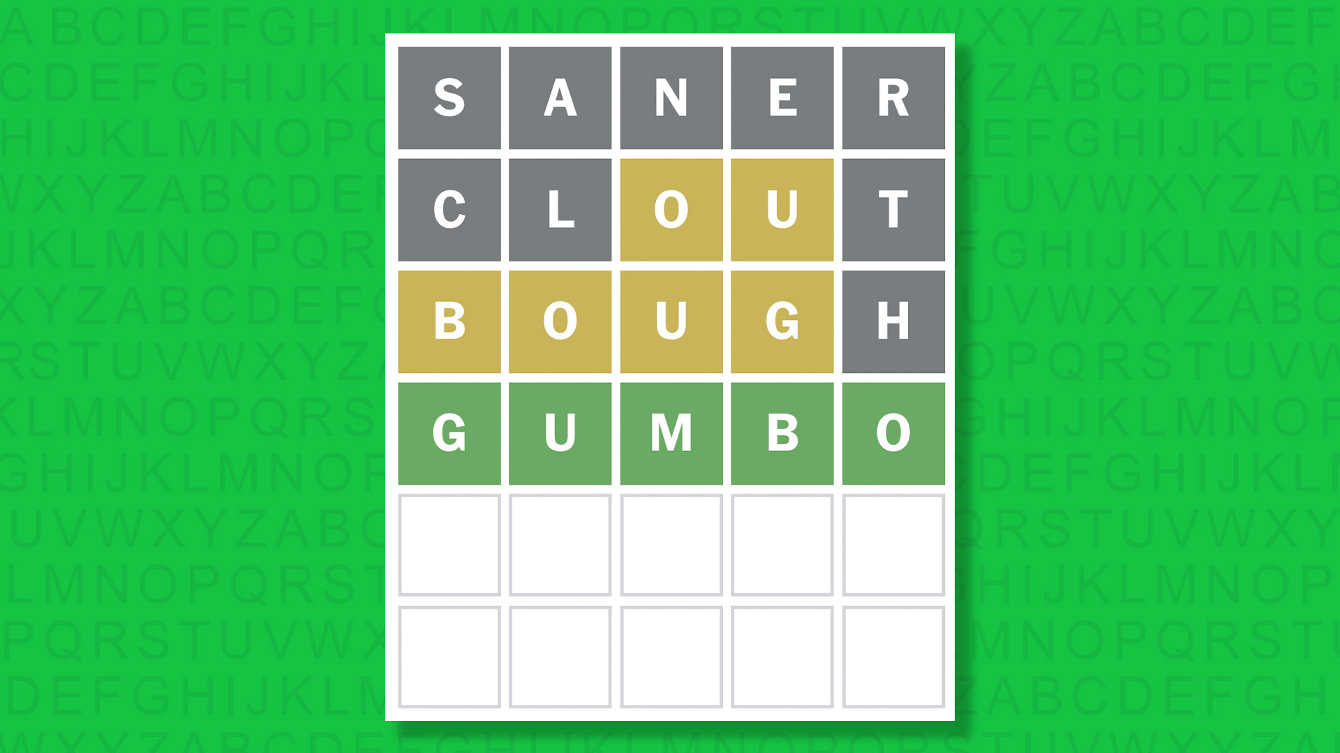 NYT Wordle answer for game 1669 on a green background