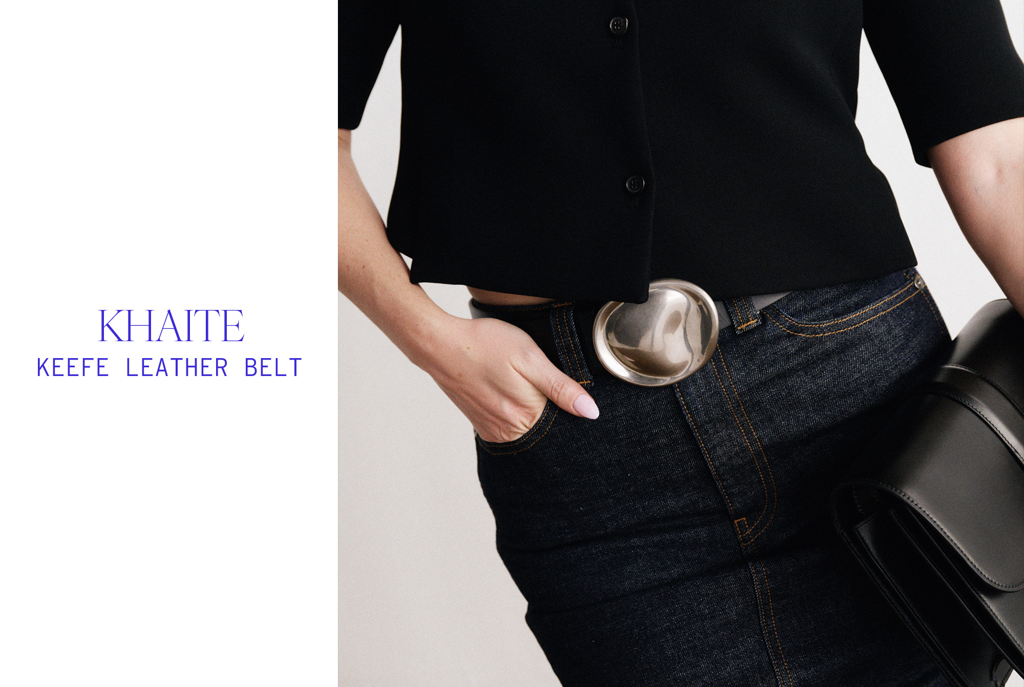 Who What Wear, The Great Try-On, Spring 2026: Khaite Keefe leather belt.
