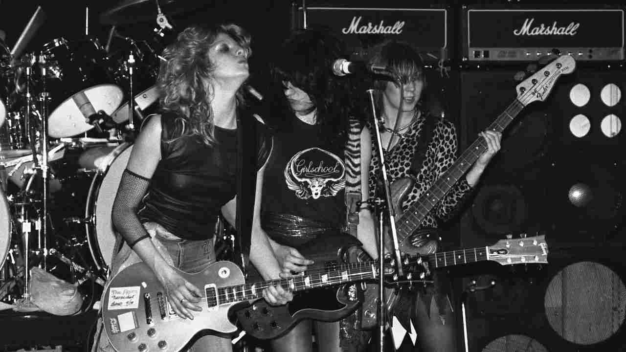 Girlschool performing live in the early 1980s