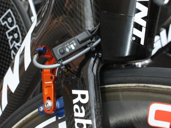 The protruding Shimano Dura-Ace Di2 control box probably doesn't have the aero effect Giant originally was hoping for but it has to be exposed in case an adjustment is needed. Perhaps this will be relocated in production.