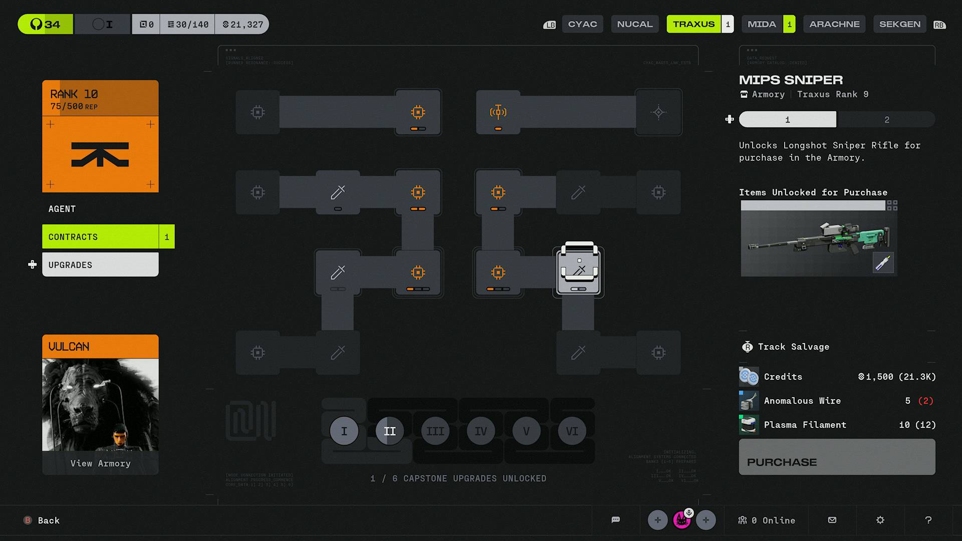 Marathon Traxus faction upgrades MIPS Sniper