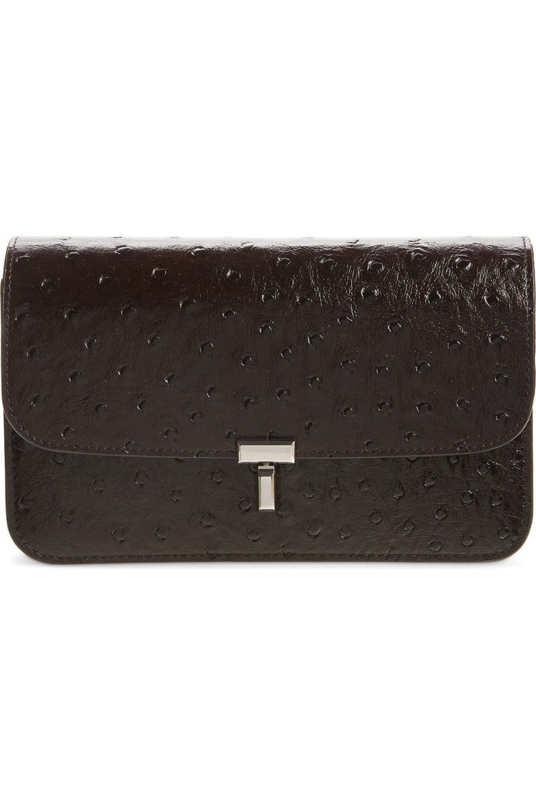 TOTEME T-Lock Ostrich Embossed Leather Crossbody Bag