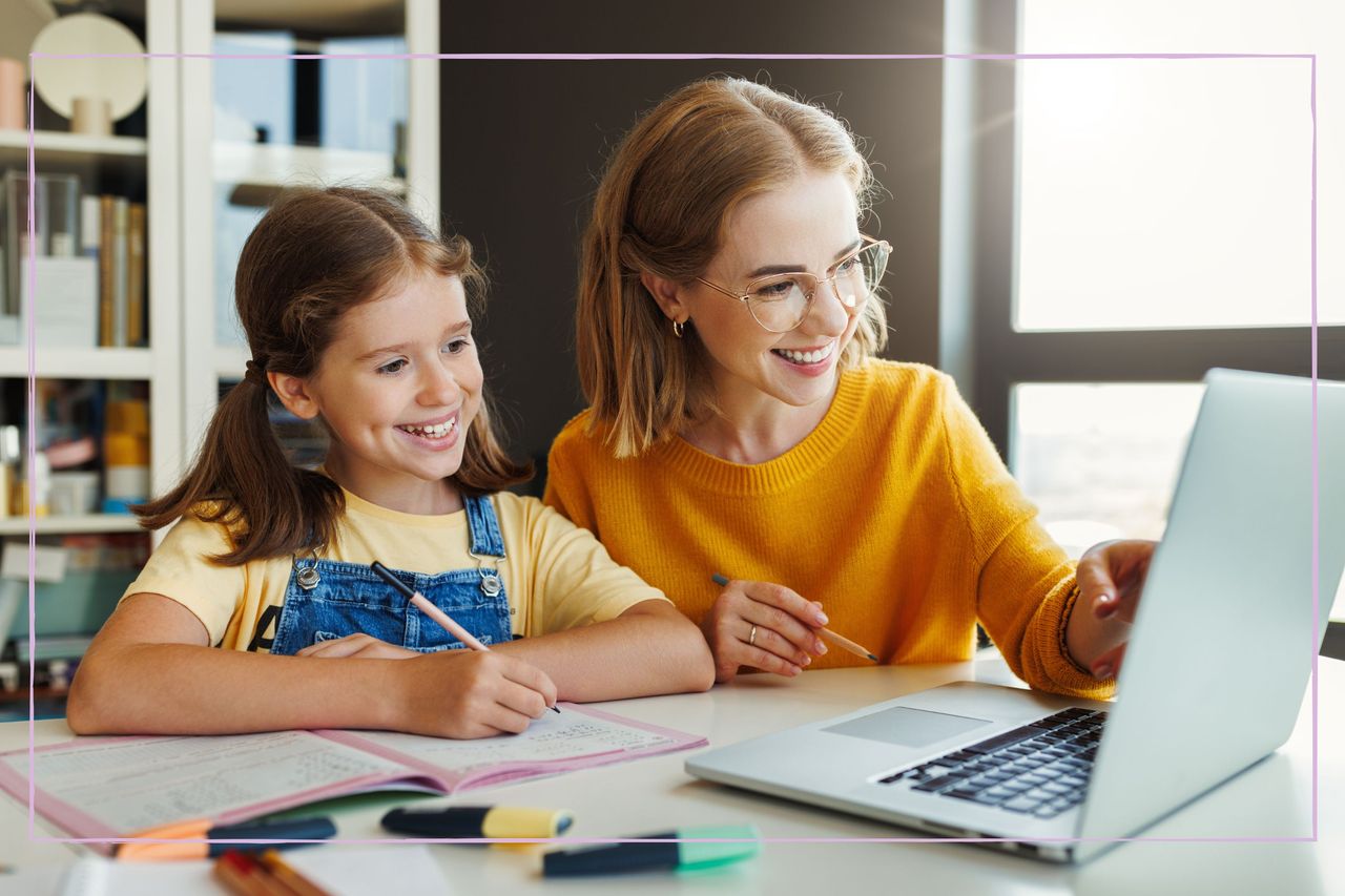 mum and her daughter working