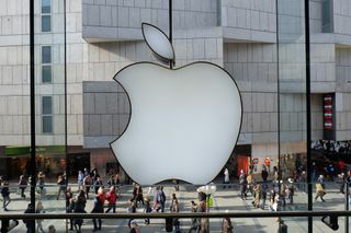 The Apple logo at its California HQ