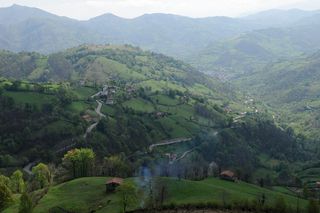 ASTURIAS, SPAIN - APRIL 15: Views of Angliru, a steep mountain road in Asturias, Spain, used in the Tour of Spain cycling race, April 15, 2011. (Photo by Rob Monk/Procycling magazine via Getty Images)