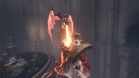 Doom The Dark Ages Secret Layovers cyber dragon breathing fire into the mouth of Titan demon