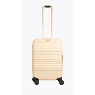 Beige carry-on luggage.