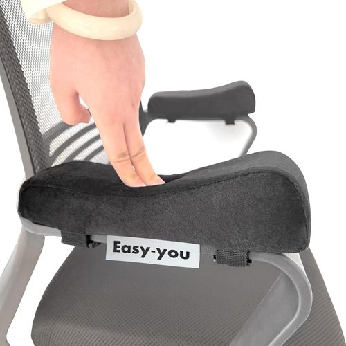Easy-You Office Chair Armrest Covers, Set of 2 Comfortable Armrest Elbow Pillow (2 Black Armrest Pillow)