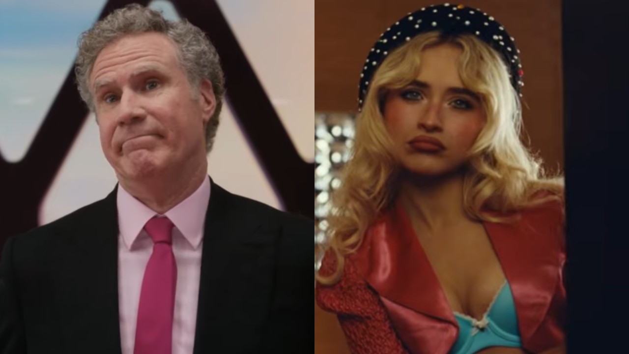 From left to right: Will Ferrell in Barbie and Sabrina Carpenter in the House Tour video.