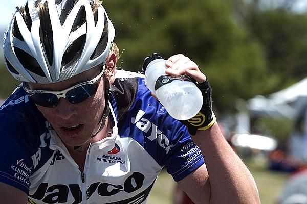 Hot work: Michael Hepburn (Jayco/Skins) from Queensland cools down on the last lap of the men's under 23 road race.
