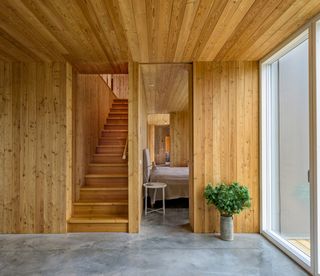 timber interior with staircase