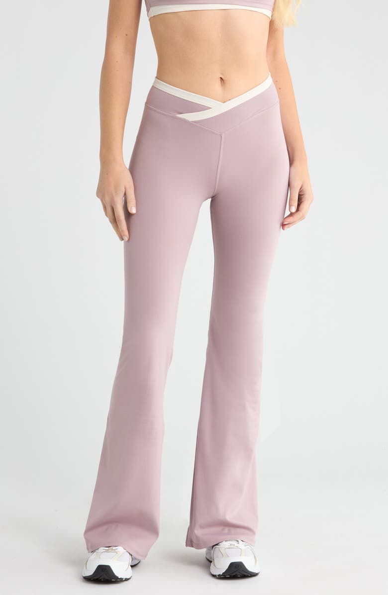 Contrast Crossover Flare Leggings
