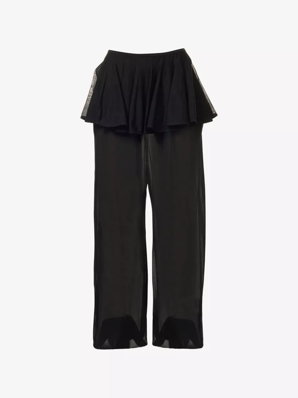 Crinoline Peplum-Waist Knitted Trousers