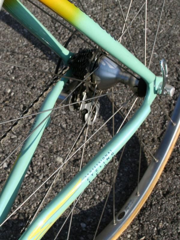 The modestly shaped stays are joined with TIG-welded aluminum dropouts.