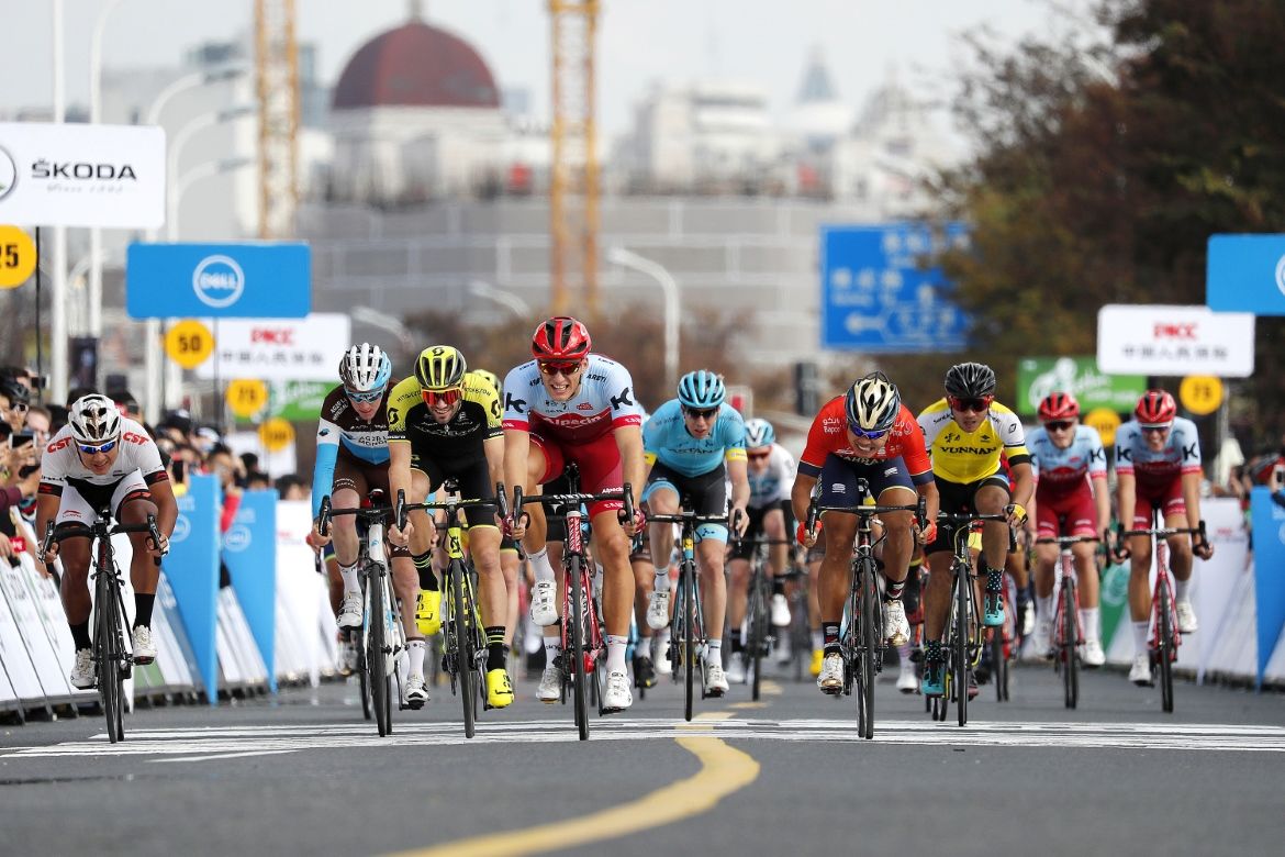 Marcel Kittel (Katusha-Alpecin) wins an intermediate sprint
