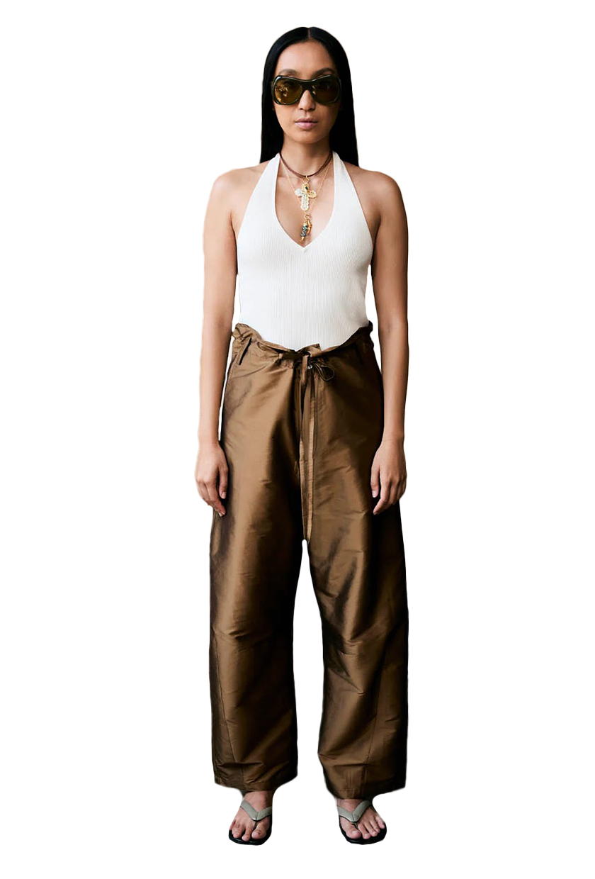 Techno Taffeta Barrel Pant Bronze