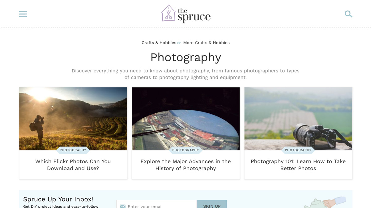 The Spruce: Photography screenshot