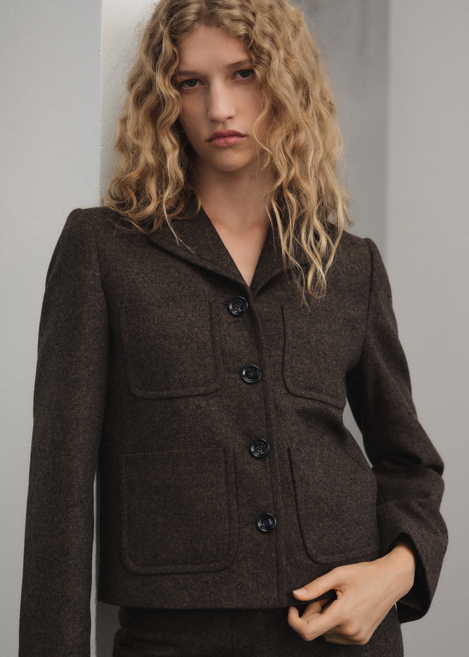 Speckled Wool Jacket With Pockets - Women | Mango Usa