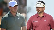Brooks Koepka and Jason Day walk down the fairway