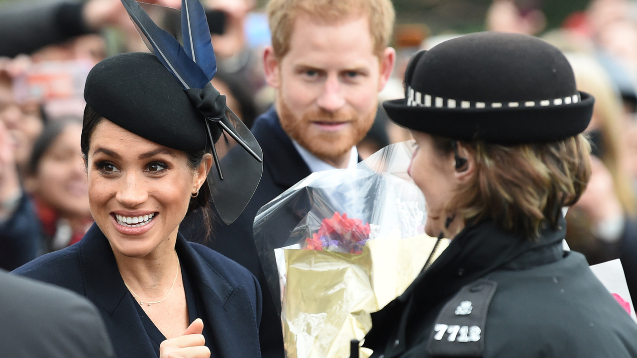 Meghan, Duchess of Sussex and Britain&#039;s Prince Harry, Duke of Sussex, depart after the Royal Family&#039;s traditional Christmas Day service at St Mary Magdalene Church in Sandringham, Norfolk, eastern England, on December 25, 2018.