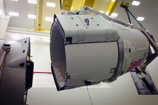 SpaceX prepares a Dragon space capsule to launch NASA cargo to the International Space Station from Cape Canaveral Air Force Station on April 13, 2015.