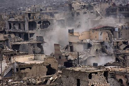 A destroyed neighborhood in eastern Aleppo.