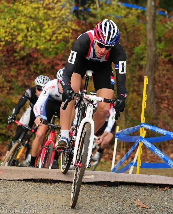 Jeremy Powers (Rapha Focus) crossing the railroad tracks