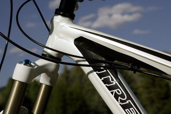 Trek Fuel EX's junction of the head tube, seat tube, and top tube is designed for improved stiffness.