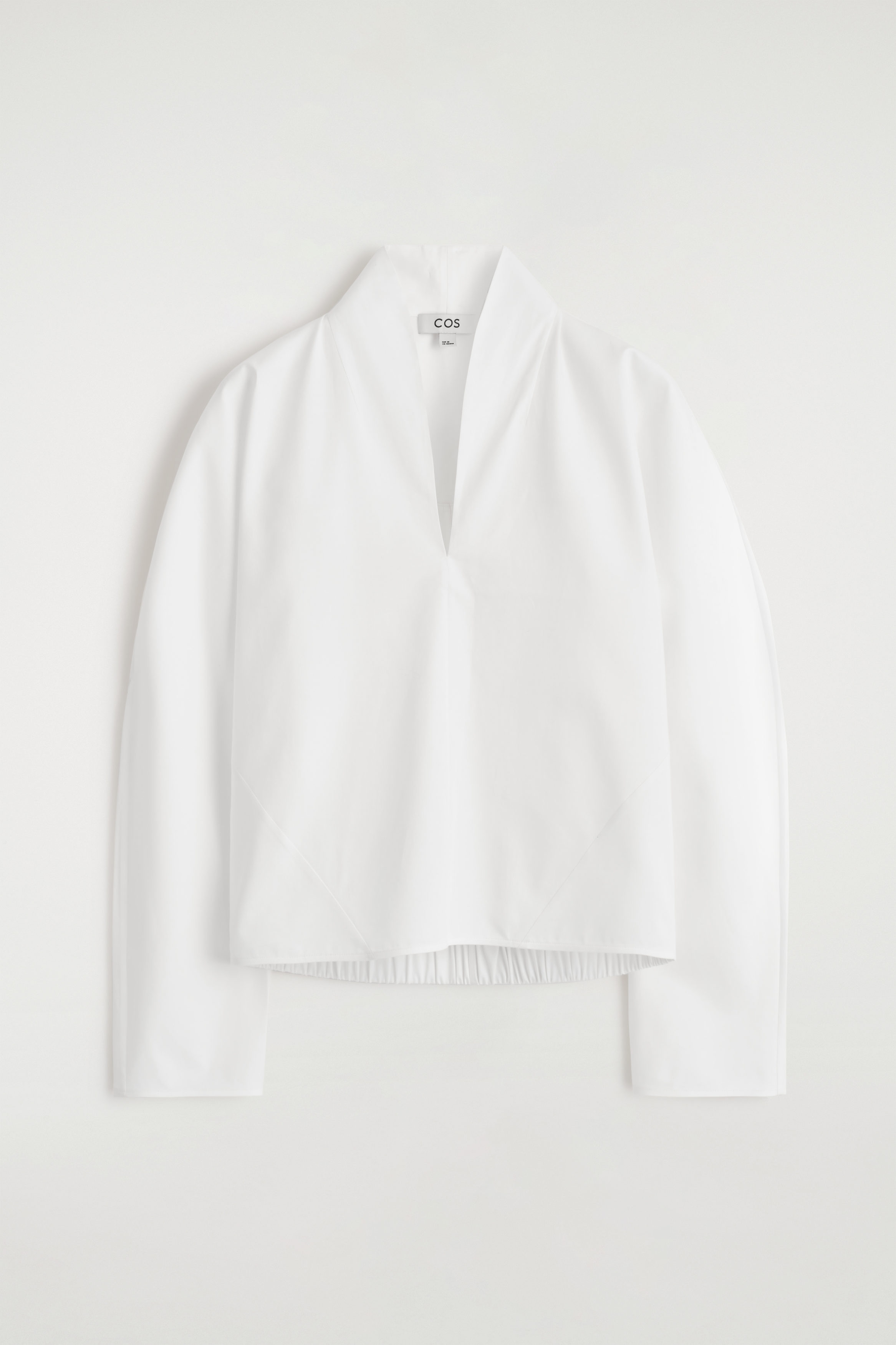 Draped-Collar Cotton Blouse