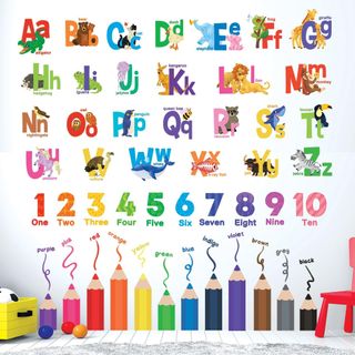 DECOWALL SG3-2316 Learning Alphabet Numbers Color Wall Stickers