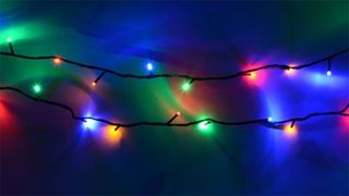 A string of multicolored christmas lights.