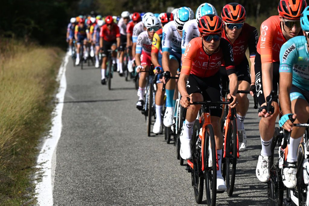 BORGOMANERO ITALY OCTOBER 10 LR Thomas Pidcock of The United Kingdom and Ben Swift of The United Kingdom and Team INEOS Grenadiers compete during the 108th Gran Piemonte 2024 a 182km one day race from Valdengo to Borgomanero on October 10 2024 in Borgomanero Italy Photo by Tim de WaeleGetty Images