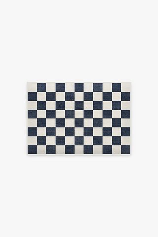 Bain Checkered Black & White Bath Mat | Ruggable