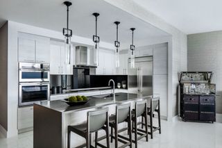 A stainless steel kitchen