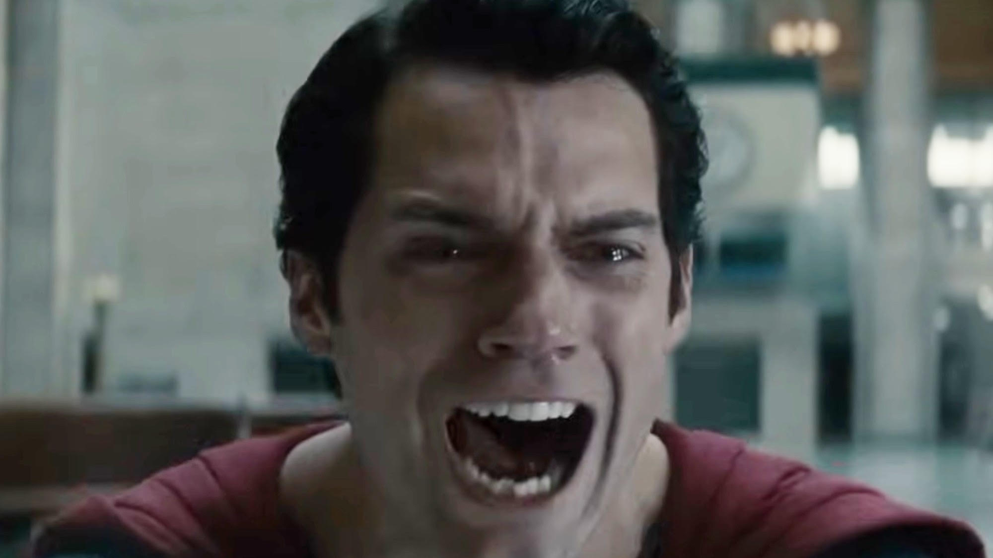 Henry Cavill screaming in Man of Steel