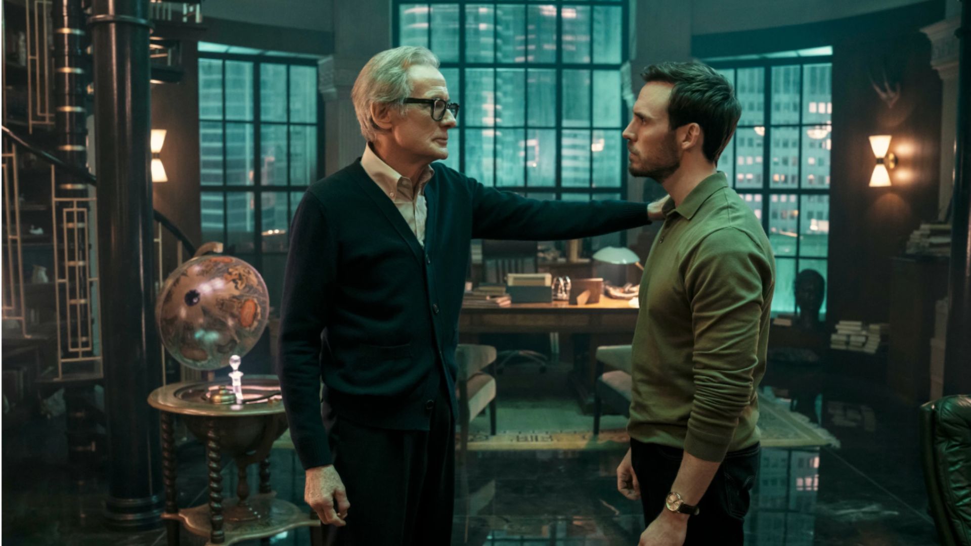 an image of bill nighy and sam claflin in character in lazarus