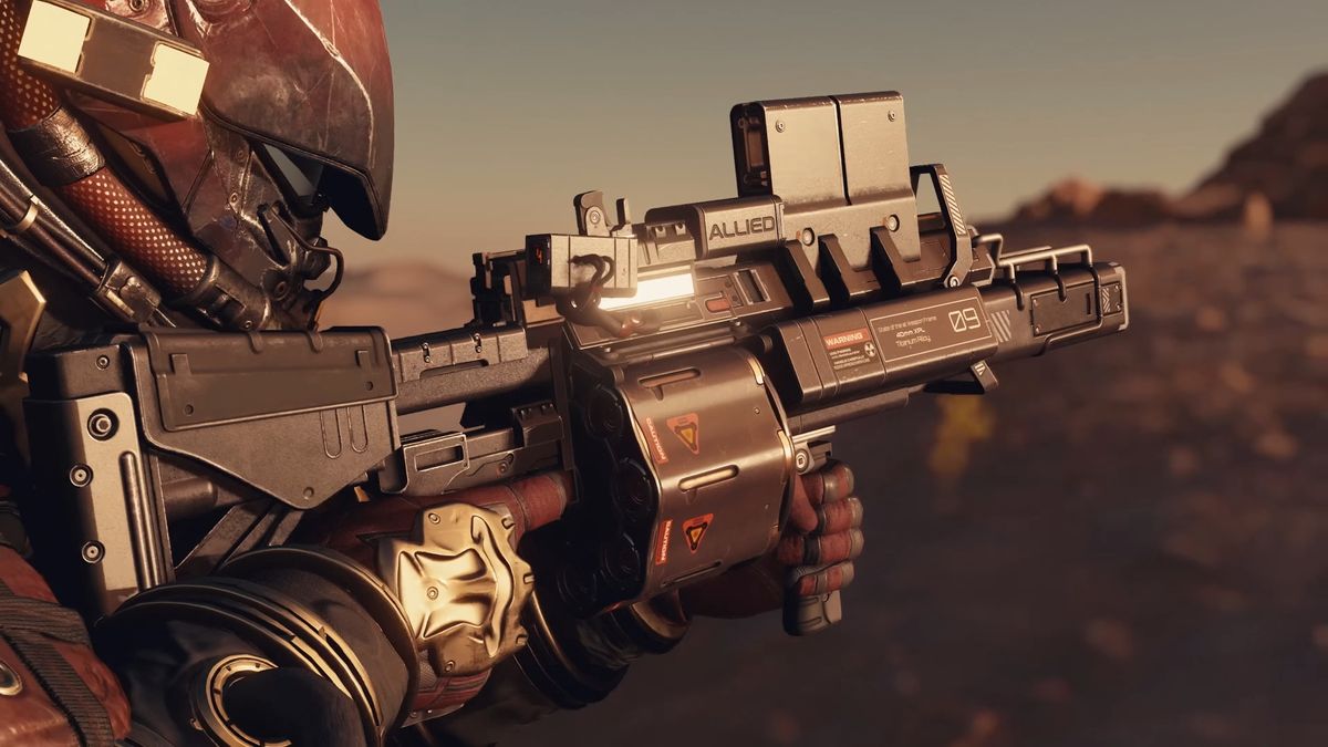 Promotional screenshot of a Starfield heavy weapon