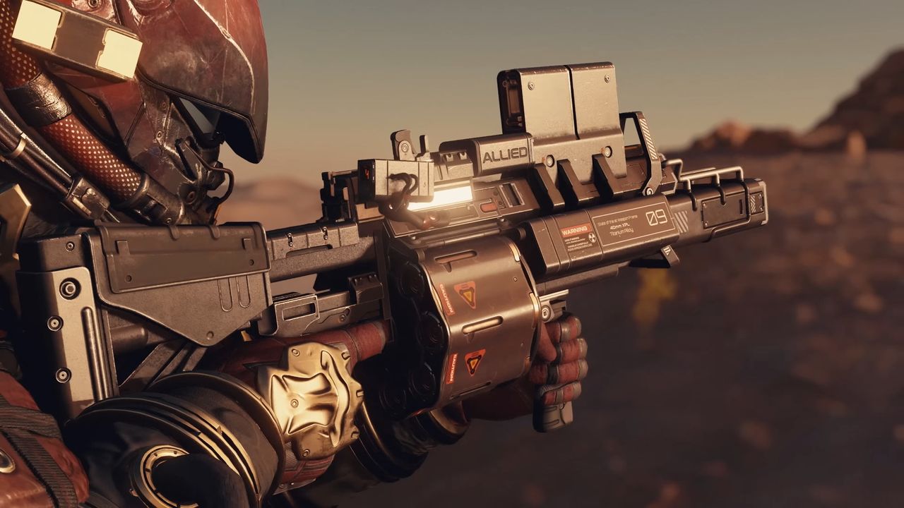 Promotional screenshot of a Starfield heavy weapon