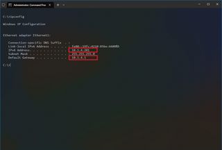 Windows 10 ipconfig command