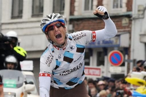 Martin Elmiger (Ag2R-La Mondiale) was exultant as he crossed the finish line in Cassel