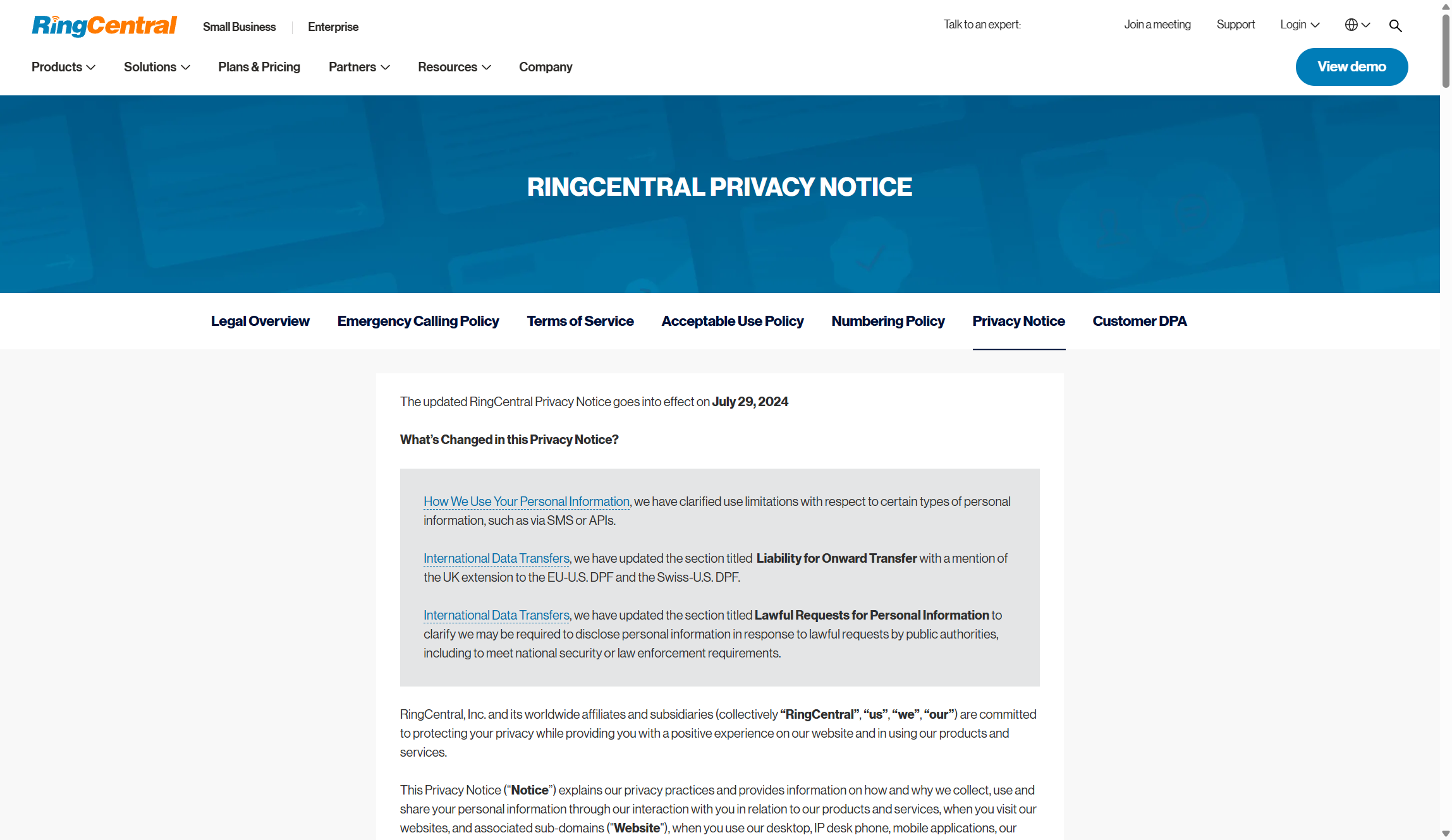 RingCentral Contact Center security notice