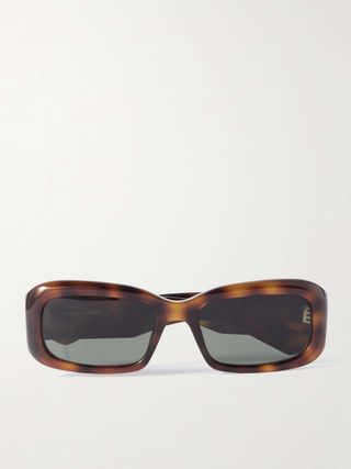 Rectangle-Frame Tortoiseshell Acetate Sunglasses